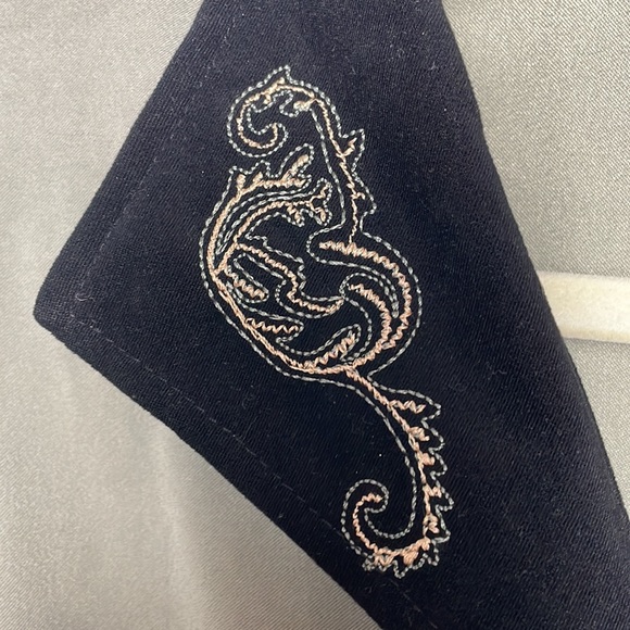 Vintage LESLIE BELLE Blazer front zip embroidery sage green - Picture 4 of 15